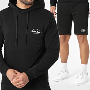 Jack And Jones - Ensemble Tee Shirt Sweat Capuche Et Short Jogging Brandon Noir