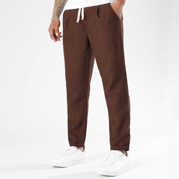 LBO - Pantalon Effet Lin 2736 Marron Chocolat