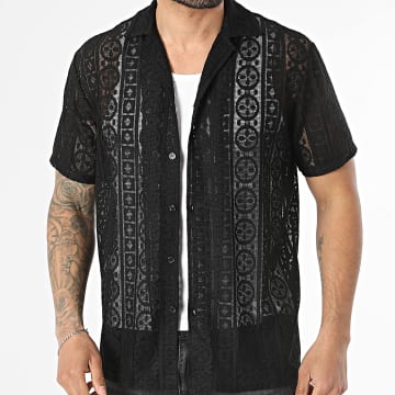 Frilivin - Camicia Maniche Corte Estiva Sottile In Maglia 325 Nero