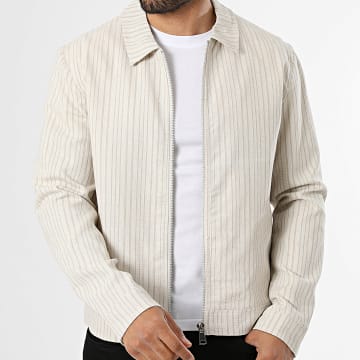 Frilivin - Giacca Con Zip A Righe 925 Beige