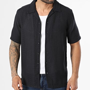 Only And Sons - Camisa Mangas Curtas Texturada Trev Life Azul Marinho