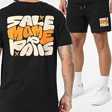 Sale Môme Paris - Completo T-Shirt e Pantaloncino da jogging Bubble Nero Arancio Beige