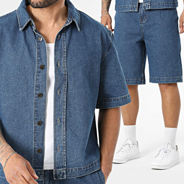 Frilivin - Completo Camicia Jean Maniche Corte E Pantaloncino Jean 213 Blu Denim