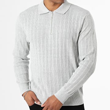 Frilivin - Pullover Mit Texturiertem Reißverschlusskragen 924 Grau Meliert