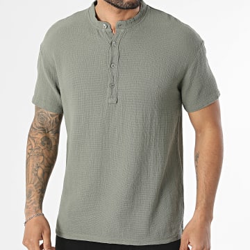 Frilivin - Polo a Maniche Corte con Collo Mao Estiva 329 Verde Kaki