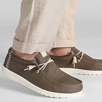 Hey Dude - Mocassini Wally Stretch Canvas Teak Brown
