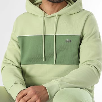 Lacoste - Sudadera Capucha Classic Fit Logo Bordado Cocodrilo Verde Claro Verde Oscuro