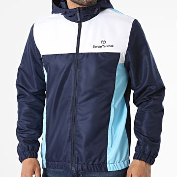 Sergio Tacchini - Giacca con cappuccio e zip Granada 41460 Blu Marine Bianco Blu Chiaro