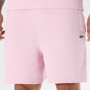 Lacoste - Pantalón Corto de chándal Texturizado Logo Bordado Cocodrilo Relaxed Fit Violeta