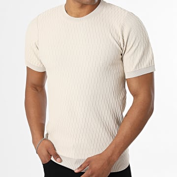 Mackten - Textured Knit T-Shirts O17 Beige
