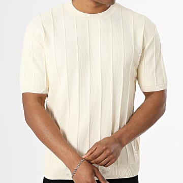 Mackten - T-Shirt in Striped Knits 273 Beige