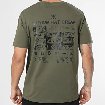 One Piece - T-Shirt Oversize Fineline Grün Khaki
