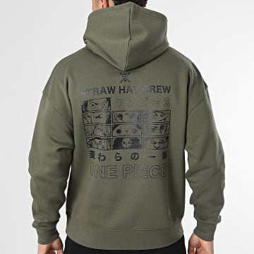 One Piece - Hoodie Relaxed Fineline Kaki Groen