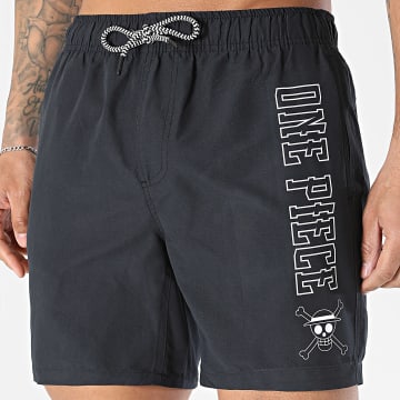 One Piece - Pantalón Corto de Baño Outline Negro Blanco