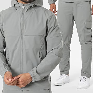 Classic Series - Conjunto Chaqueta Capucha con Cremallera y Pantalón Cargo 68A Gris