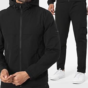 Classic Series - Conjunto Chaqueta Capucha con Cremallera y Pantalón Cargo 68A Negro