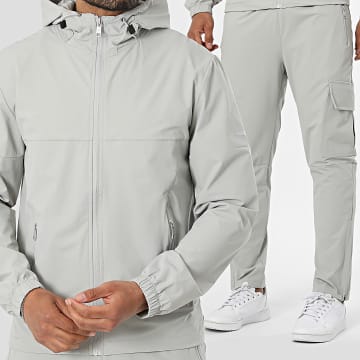 Classic Series - Conjunto Chaqueta Capucha con Cremallera y Pantalón Cargo 68A Gris Claro