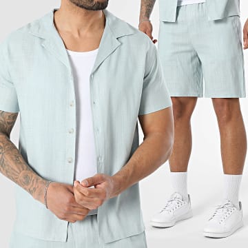 Frilivin - Completo Camicia Maniche Corte E Pantaloncino Da Jogging 526 Blu Chiaro