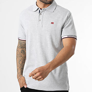 Geographical Norway - Polo Kurzarm Koliar Hellgrau Meliert