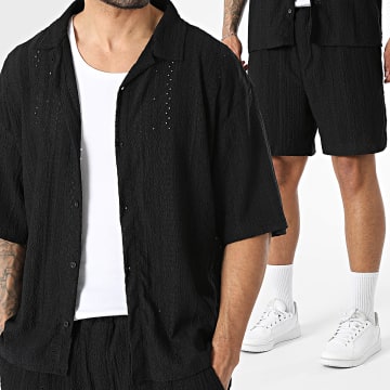 MTX - Ensemble Chemise Manches Courtes Et Short Jogging Ajouré 142 Noir