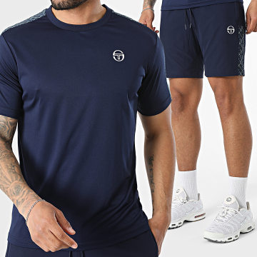 Sergio Tacchini - Completo T-Shirt E Pantaloncino Da Jogging Mesale 41638 41446 Blu Navy Verde Chiaro