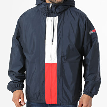 Tommy Jeans - Coupe-Vent Capuche Zippé Chicago Flag 2736 Bleu Marine