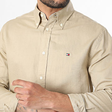 Tommy Hilfiger - Chemise Manches Longues Regular Fit Linen Blend Solid 2455 Beige Foncé