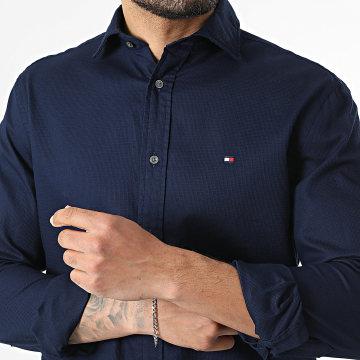 Tommy Hilfiger - Camicia Maniche Lunghe Regular Fit Waffle Structure 2408 Blu Navy