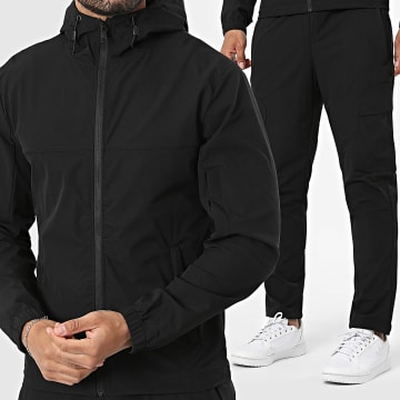 Classic Series - Conjunto Chaqueta Capucha con Cremallera y Pantalón Cargo 67A Negro
