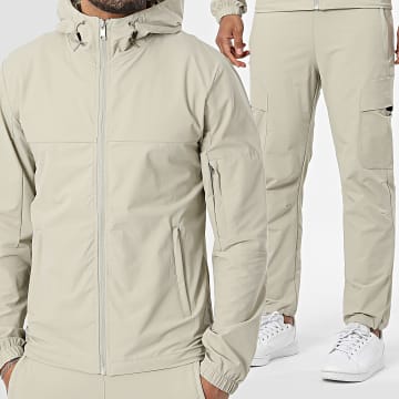 Classic Series - Conjunto Chaqueta Capucha con Cremallera y Pantalón Cargo 67A Beige