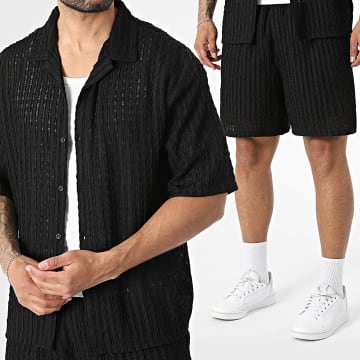 MTX - Ensemble Chemise Manches Courtes Et Short Jogging Ajouré 139 Noir