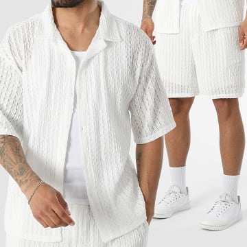 MTX - Ensemble Chemise Manches Courtes Et Short Jogging Ajouré 139 Beige Clair