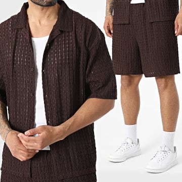MTX - Set Hemd Kurzarm Und Jogging-Short Lochmuster 139 Braun