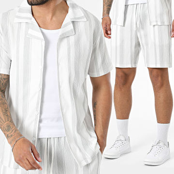 MTX - Set Kurzarmhemd Und Jogging-Short Mit Streifen 075 Grau Weiß