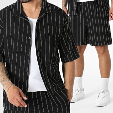 MTX - Set aus Hemd mit kurzen Ärmeln und gestreiftem Jogging-Short 140 Schwarz