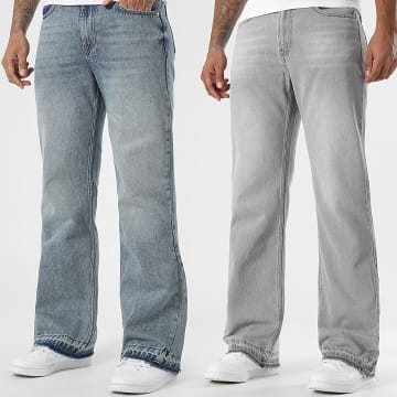 LBO - Pack de 2 Vaqueros Flare 3982 4095 Gris Claro Denim Azul Denim Lavado