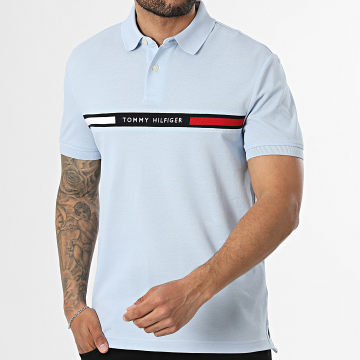 Tommy Hilfiger - Polo Manches Courtes Hilfiger Chest Insert 8130 Bleu Clair