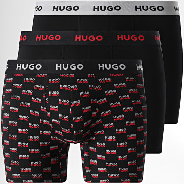HUGO - Pack di 3 Boxer Design 50532559 Nero Rosso Grigio
