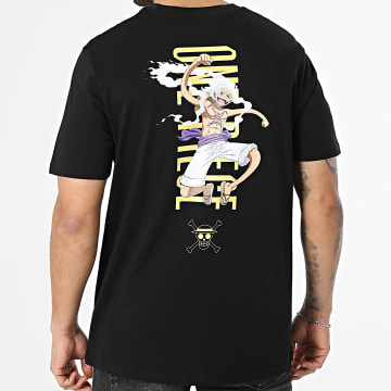 One Piece - Übergroßes T-Shirt Vertikal Luffy Schwarz