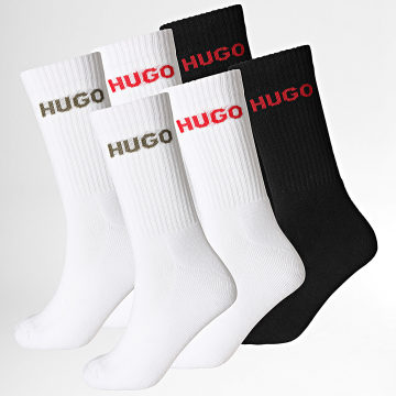 HUGO - Pack di 6 Paia di Calzini Rib Logo 50510187 Nero Bianco Verde Kaki Rosso