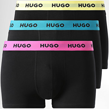 HUGO - Set di 3 Boxer 50532611 Nero Giallo Rosa Fucsia Blu