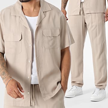 KZR - Conjunto Camisa Manga Curta E Calça Chino 218 Bege