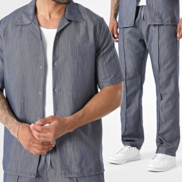 KZR - Conjunto Camisa Manga Curta e Calça 288 Azul Marinho Mesclado