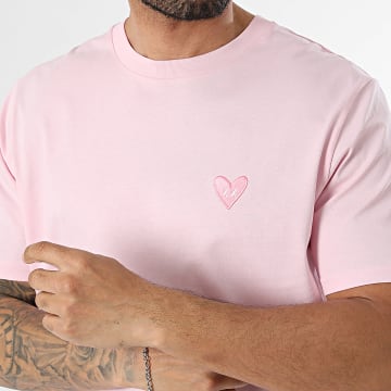 Luxury Lovers - Tee Shirt Oversize Pink Heart Embroidery Rose