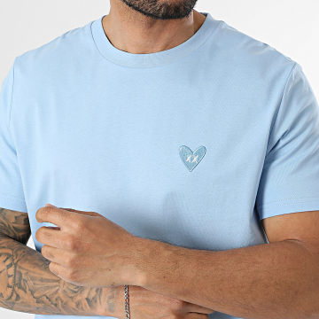 Luxury Lovers - Camiseta Oversize Blue Heart Embroidery Azul Claro