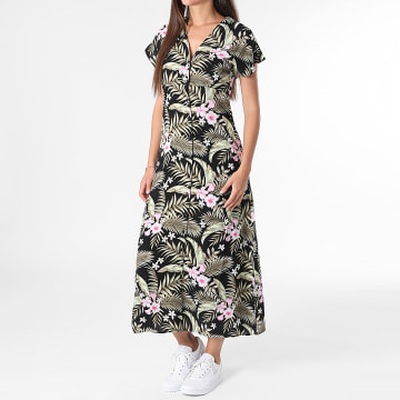 Only - Vestito Lungo Maniche Corte Donna Nova Life Vis Mollie Nero Floreale