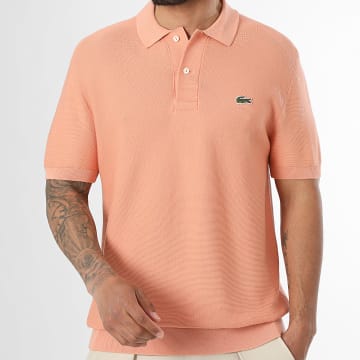 Lacoste - Polo de manga corta Logo Bordado Cocodrilo Naranja
