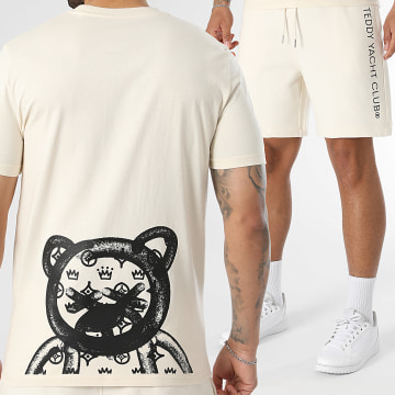 Teddy Yacht Club - Conjunto T-Shirt E Calção de treino Half Street Couture Bege Preto