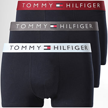 Tommy Hilfiger - Pack di 3 Boxer Stretch Cotton 3908 Blu Navy Bordeaux Blu Chiaro Grigio
