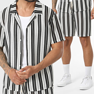 Uniplay - Tracksuit Short Sleeve Shirt And Jogger Short Striped 215 White Black